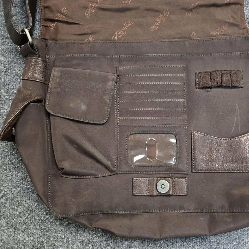 Fossil Brown Y2K Cow Hide Leather  Messenger Bag Satchel Crossbody